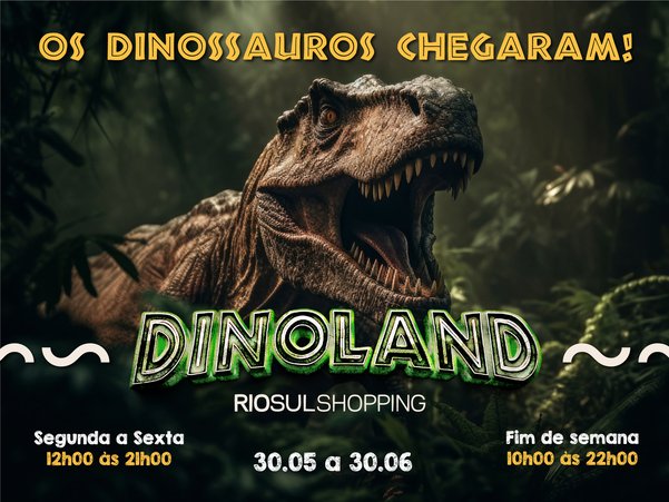Viagem jurássica no RioSul Shopping: Dinossauros invadem o centro comercial com experiência interativa