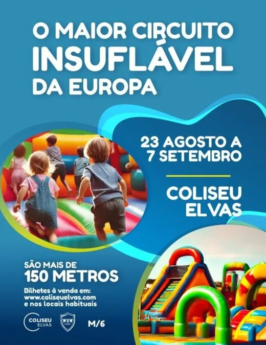 O maior circuito insuflável da Europa no Coliseu de Elvas