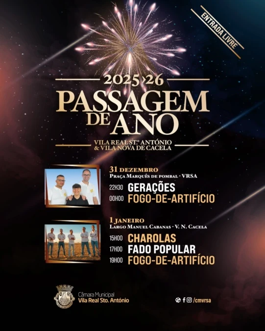 Passagem de Ano em Vila Real de Santo Antonio