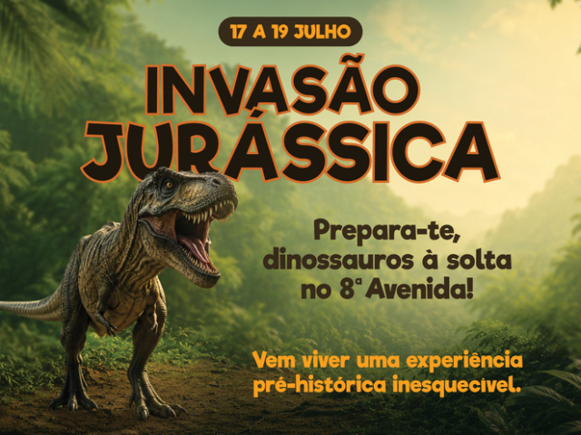 Invasão Jurássica: uma aventura gratuita no 8ª Avenida para toda a família